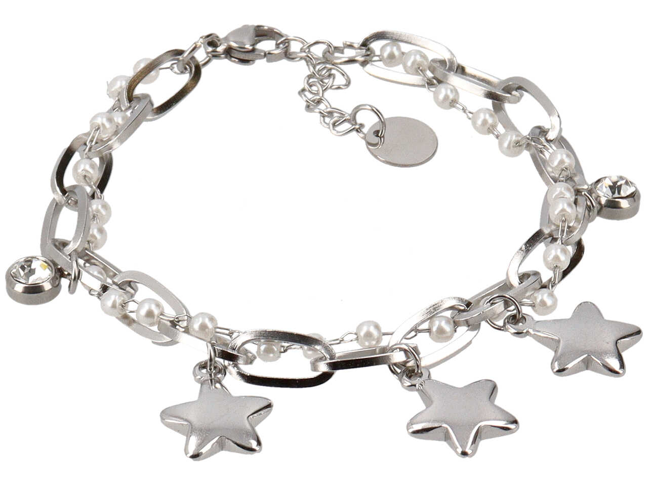 BRACCIALE 2 FILI CATENA PERLE 3 STELLE BRACCIALE 2 FILI CATENA PERLE 3 STELLE