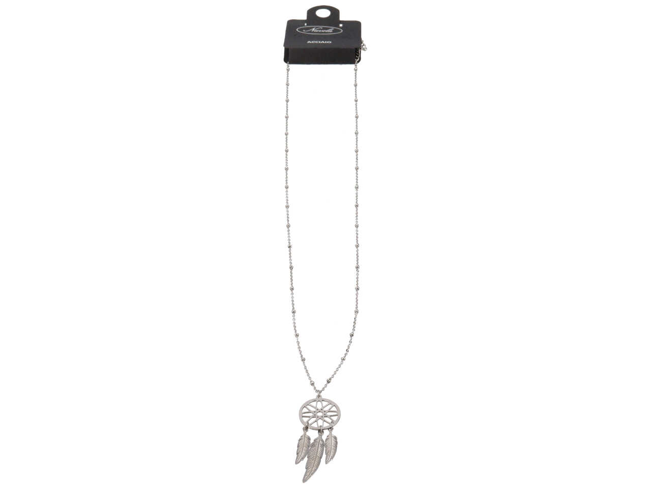 COLLANA ACCIAIO C/DISCO E 3 PIUME