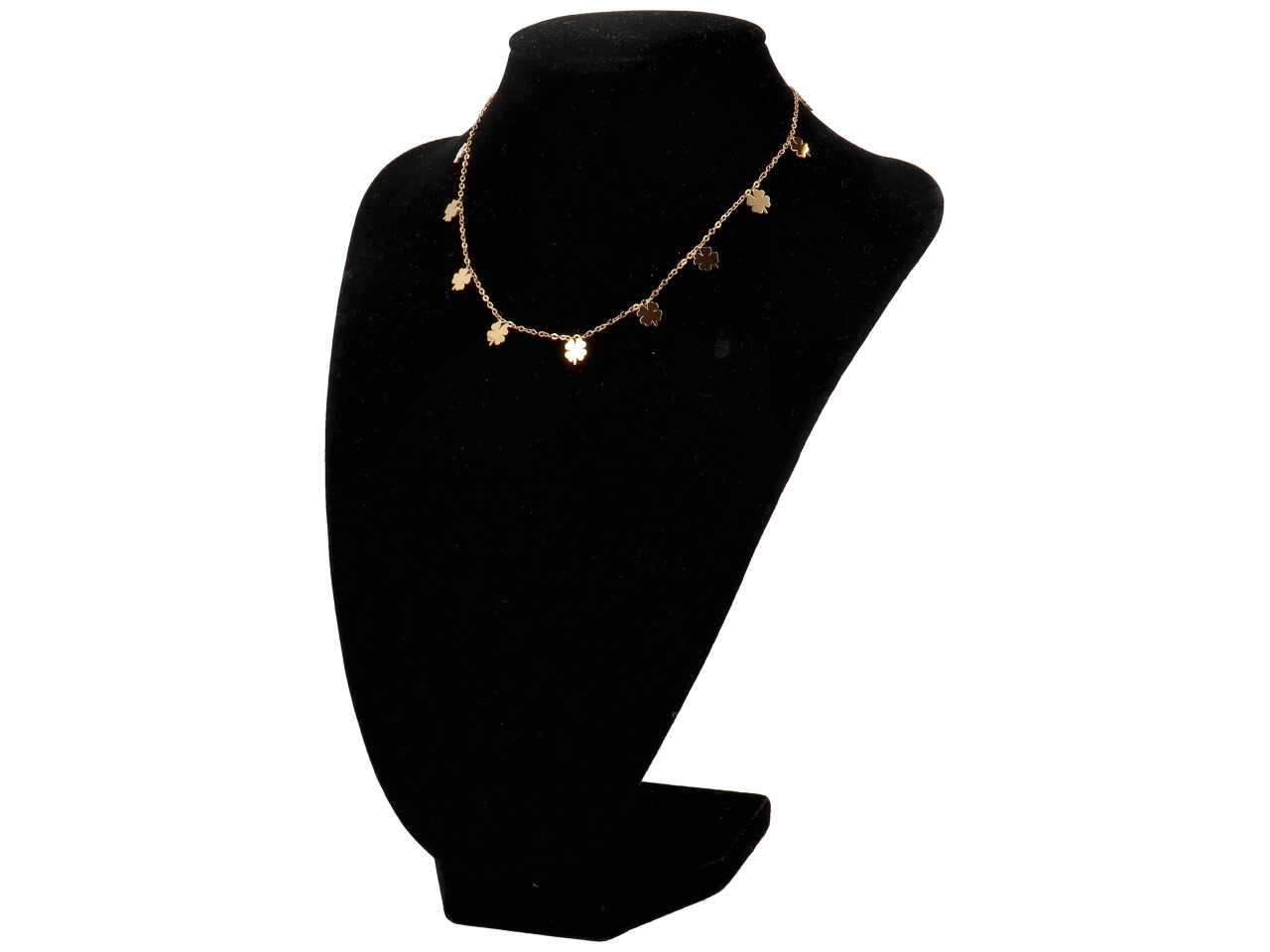 COLLANA ACCIAIO C/QUADRIFOGLI ORO