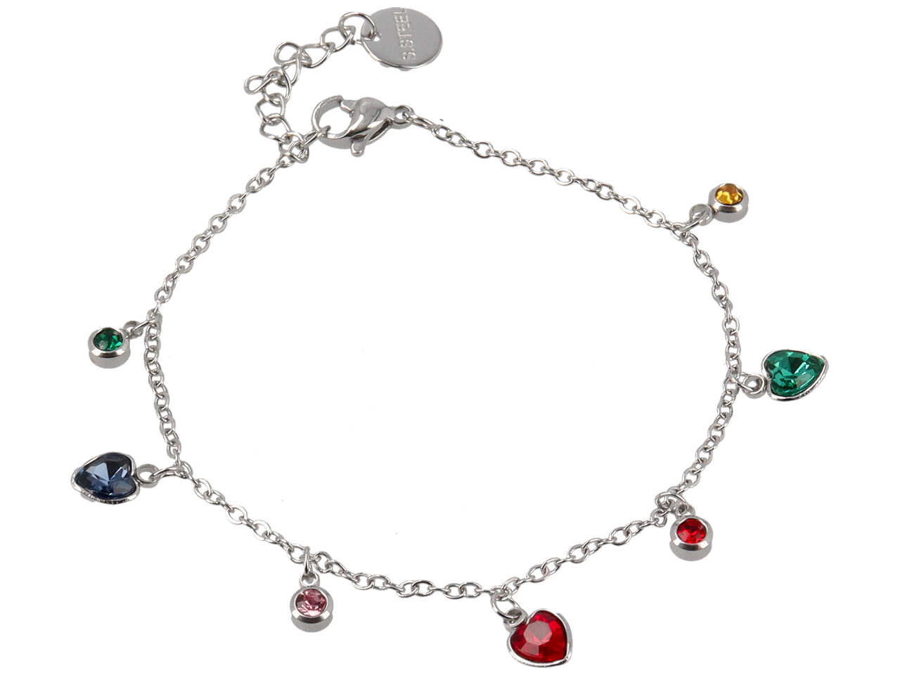 BRACCIALE CHARME P.LUCE CASTONI CUORI BRACCIALE CHARME P.LUCE CASTONI CUORI