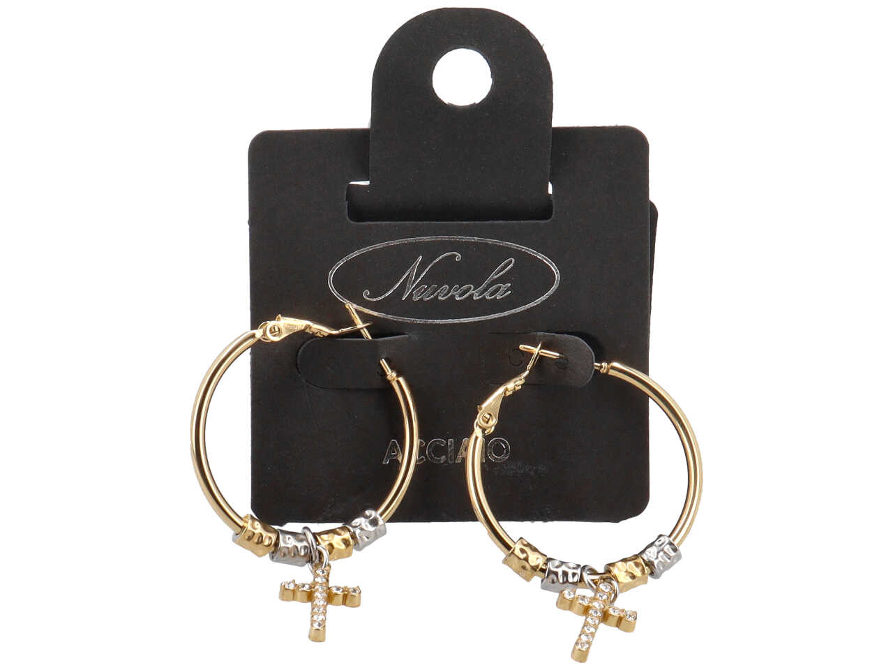 ORECCHINI CERCHIO 30MM C/CROCE ORO