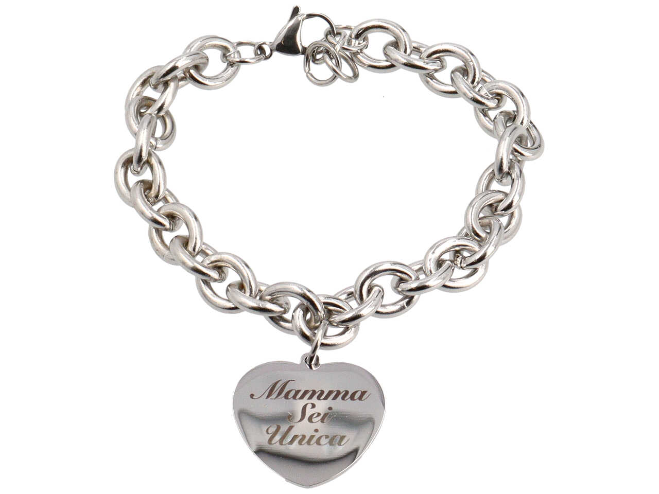 BRACCIALE CATENA C/CUORE MAMMA SEI UNICA