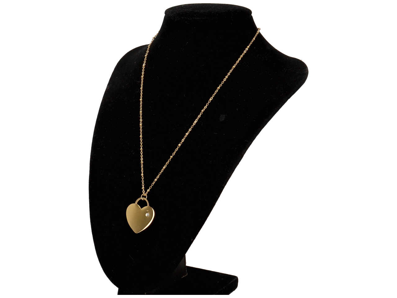 COLLANA SFERE C/CUORE E PUNTO LUCE ORO