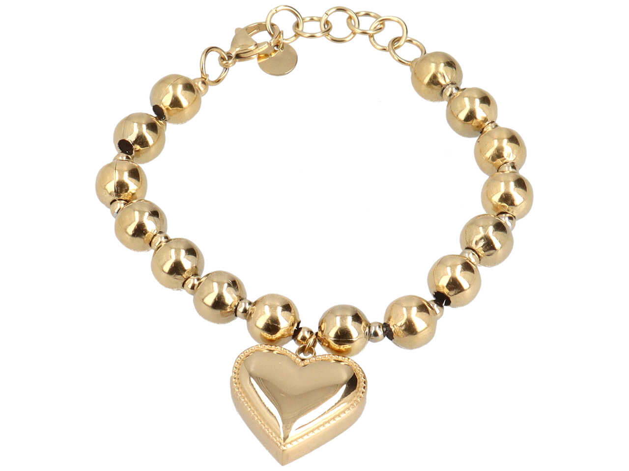 BRACCIALE A SFERE 3D CON CUORE ORO