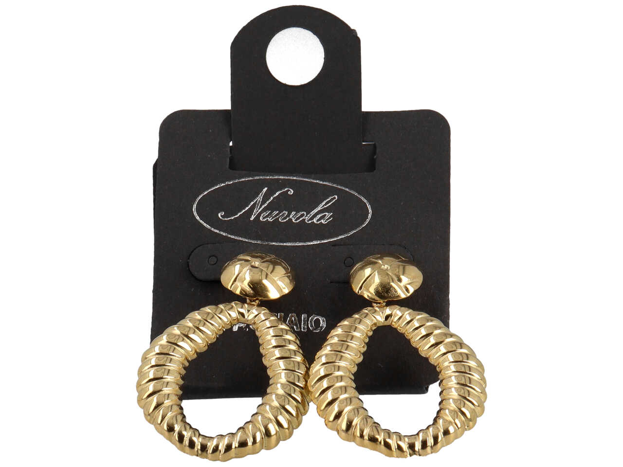 ORECCHINI A BOTTON E OVALE RIGATO ORO