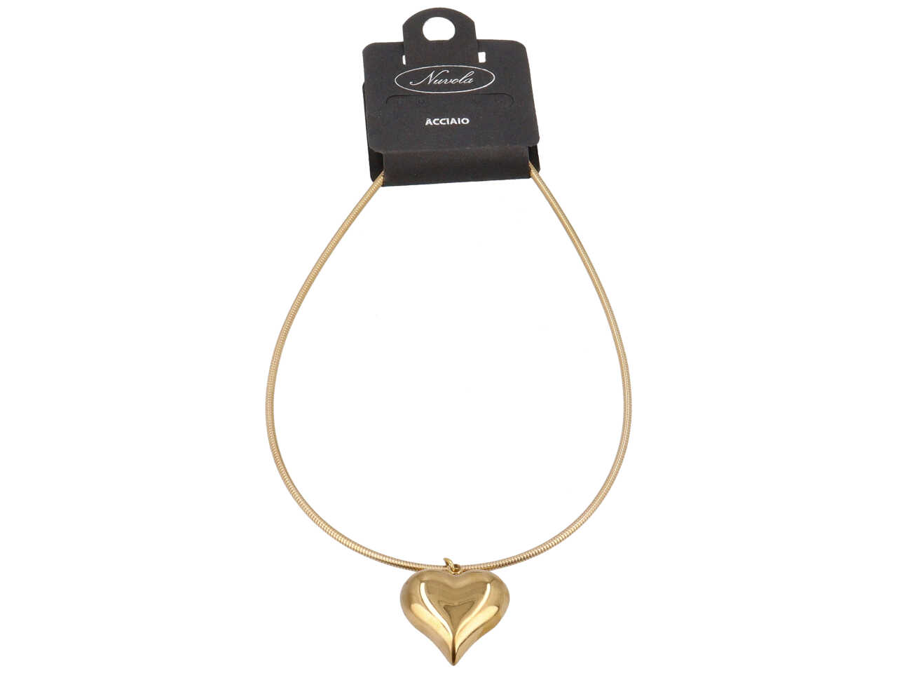 COLLANA SEMIRIGIDA CON CUORE 3D ORO