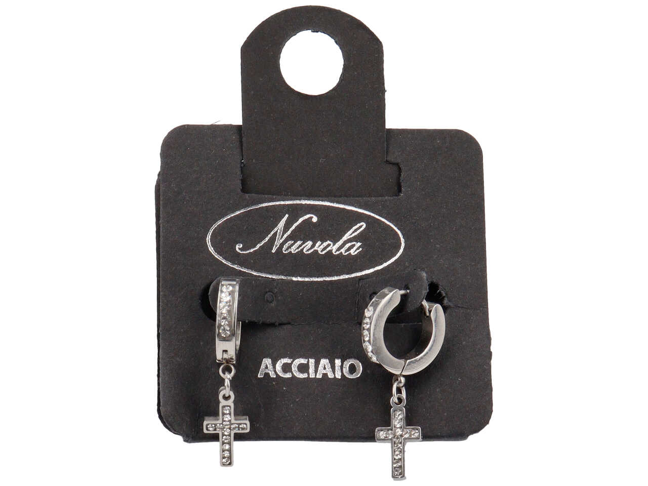 ORECCHINI CERCHIETTO ZIRCONI CROCE