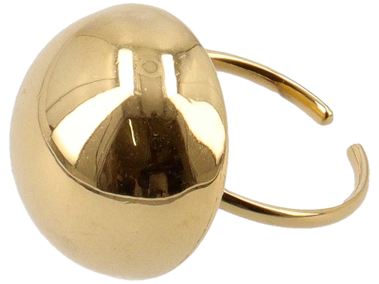 ANELLO ACCIAIO REGOL.BOTTONE TONDO ORO