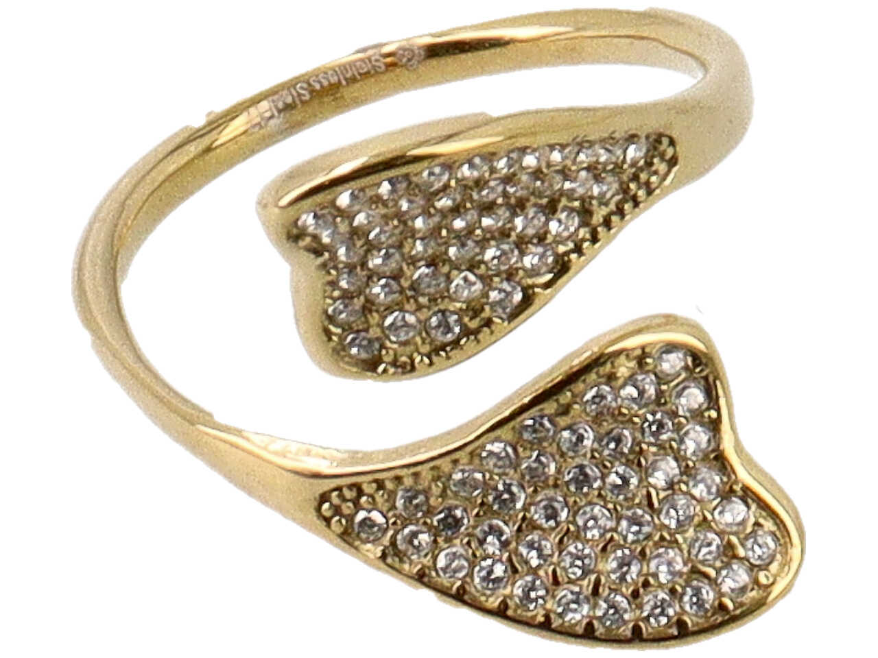 ANELLO REG.2CUORI INCR.PAVE’ C/ZIR.ORO