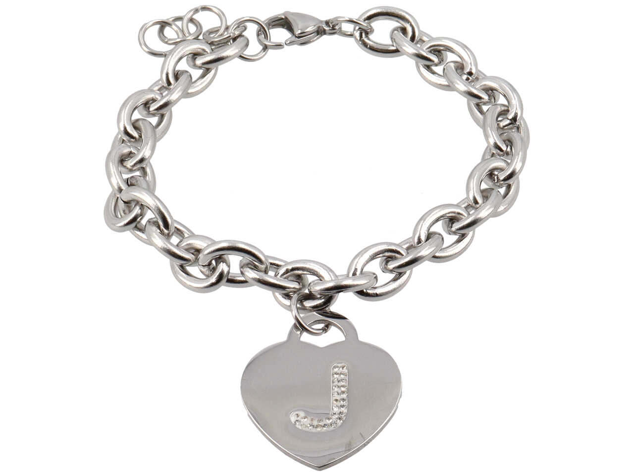 BRACCIALE ACCIAIO CUORE STRASS J