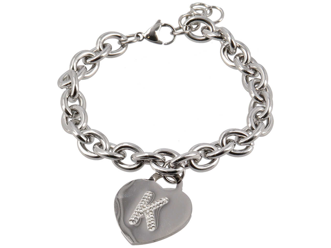 BRACCIALE ACCIAIO CUORE STRASS K