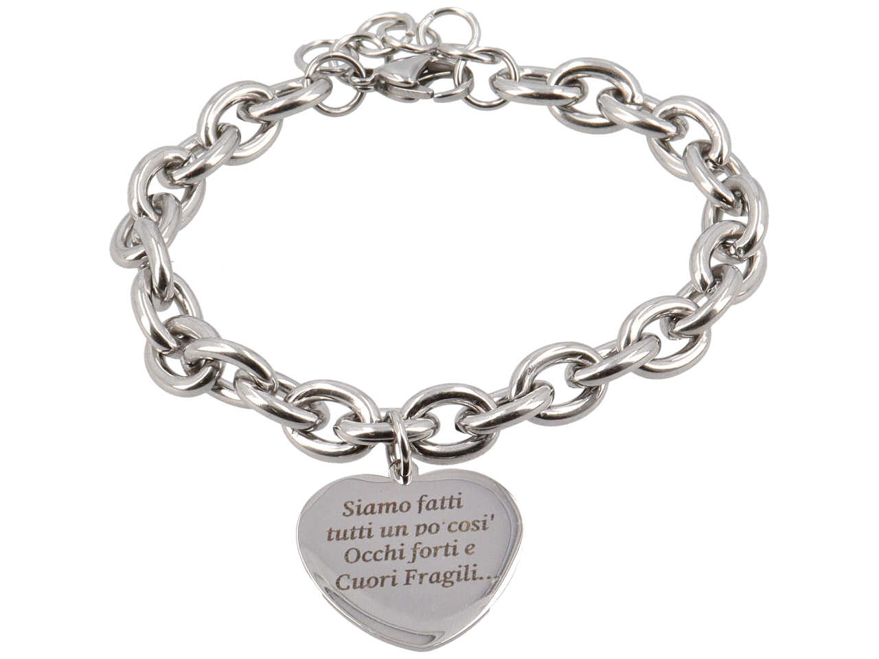 BRACCIALE CATENA C/CUORE SIAMO FATTI TUTTI UN PO’