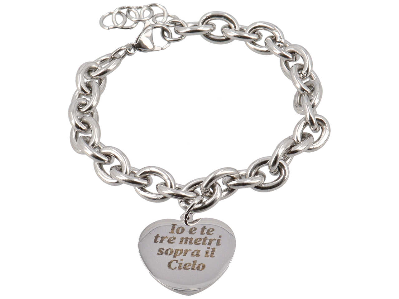BRACCIALE CATENA C/CUORE IO E TE 3 METRI SOPRA