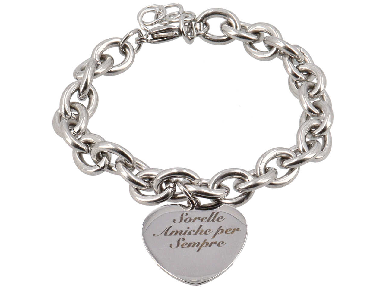 BRACCIALE CATENA C/CUORE SORELLE AMICHE X SEMPRE