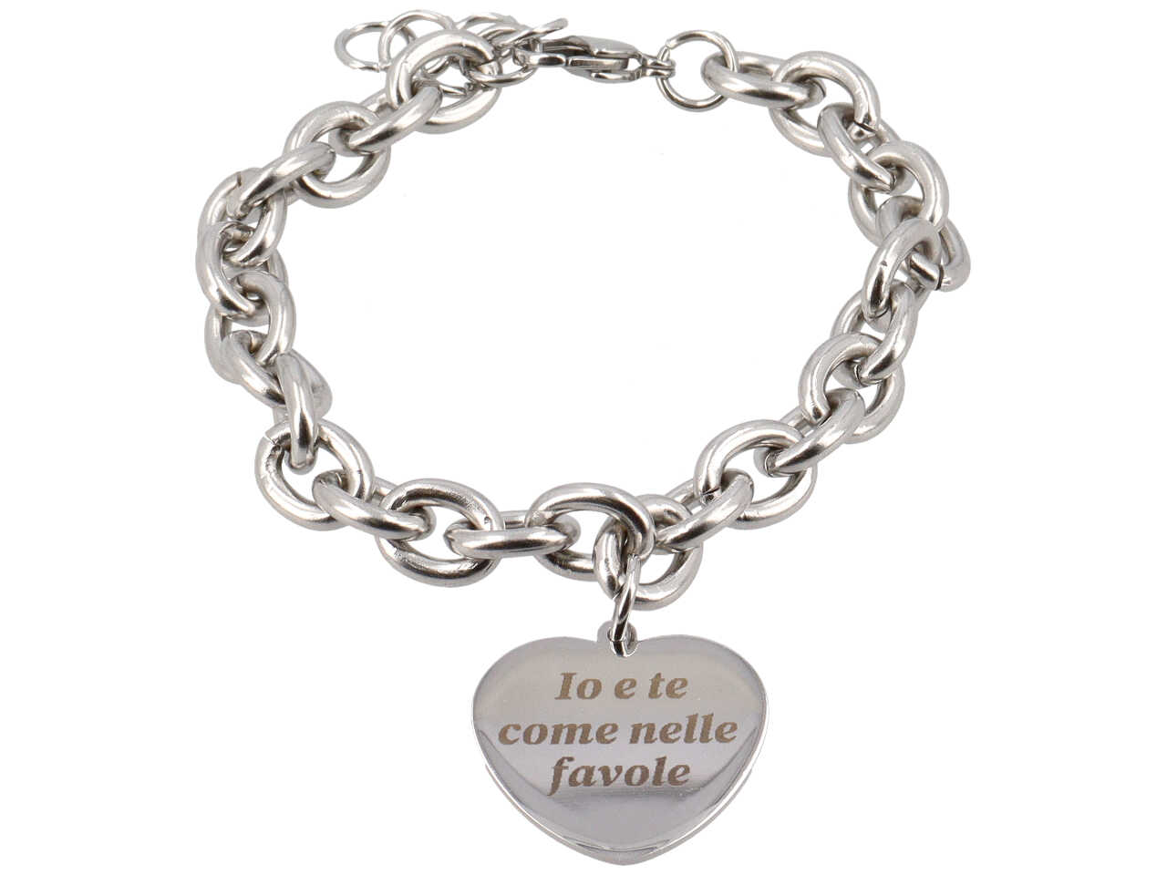 BRACCIALE CATENA C/CUORE IO E TE COME NELLE FAVOLE