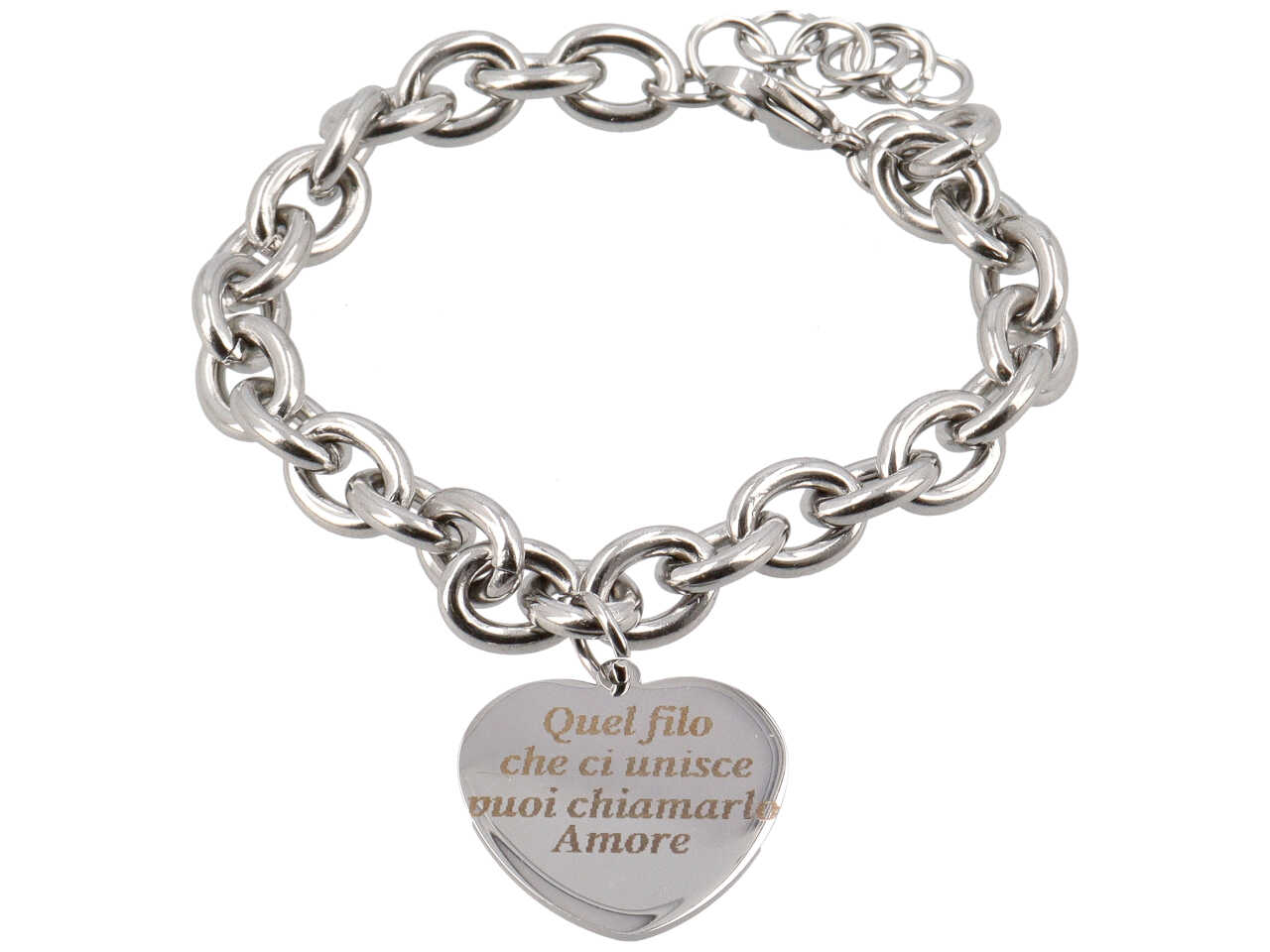 BRACCIALE CATENA C/CUORE QUEL FILO CHE CI UNISCE