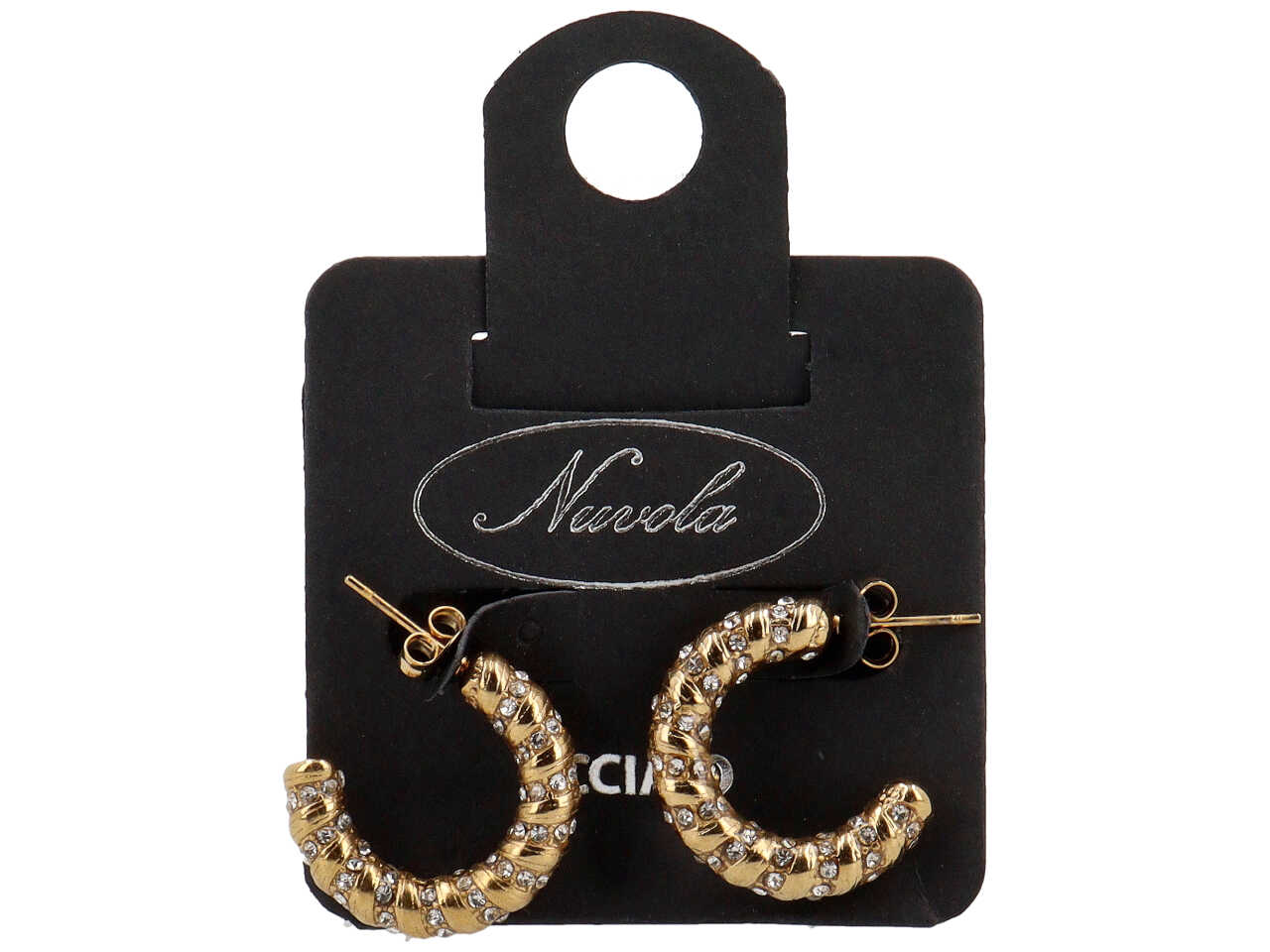 CERCHIO TRECCIA C/STRASS 25MM ORO