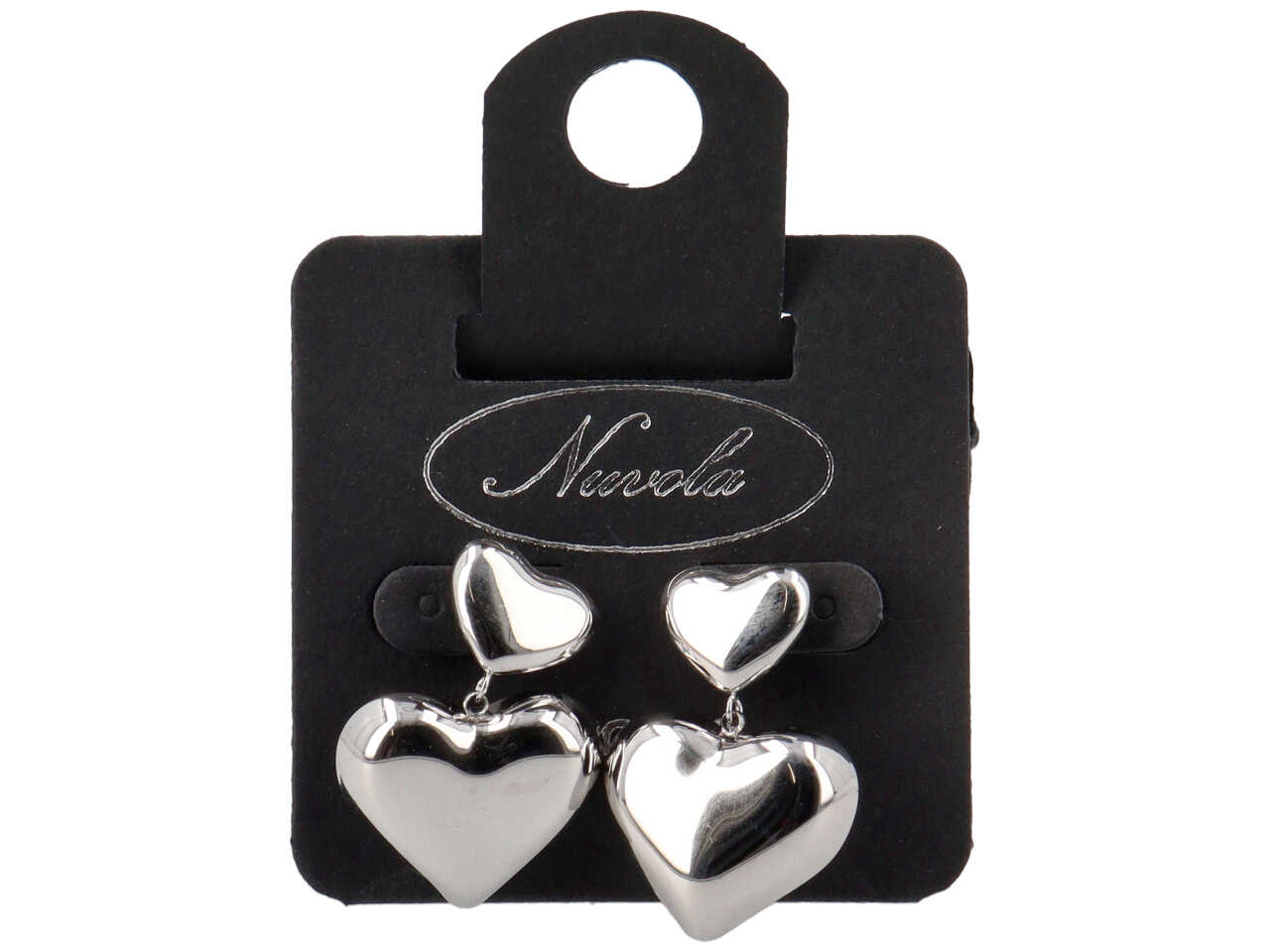 ORECCHINI PENDENTE 2 CUORI VUOTI 3D