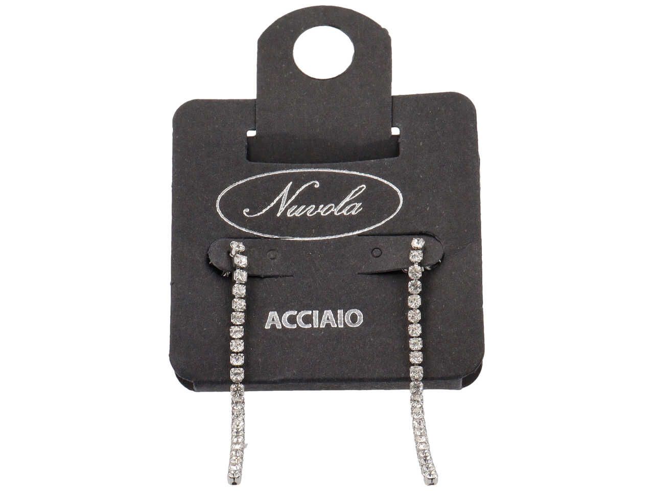 ORECCHINI ACCIAIO 1 FILO C/STRASS