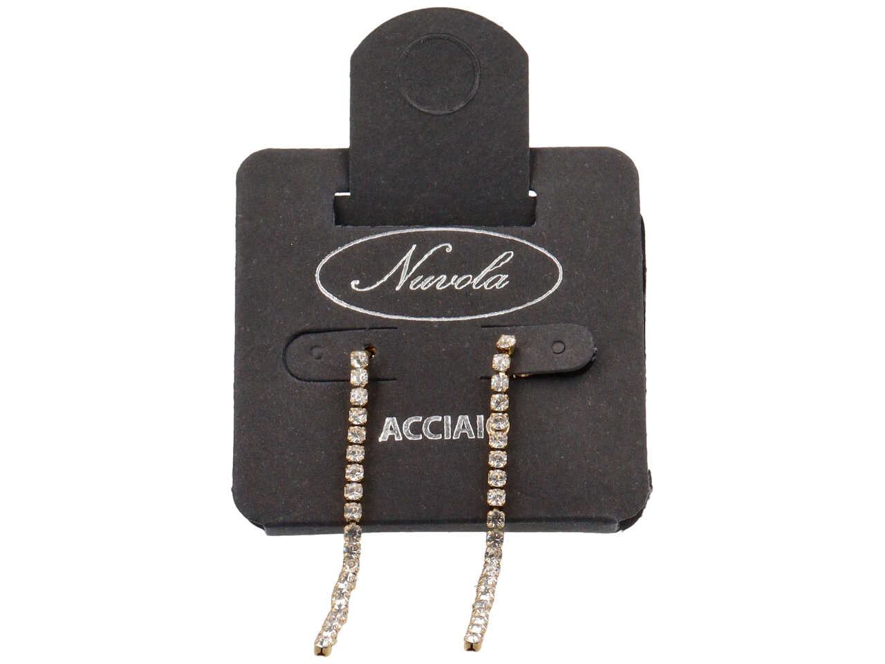 ORECCHINI ACCIAIO 1FILO C/STRASS ORO