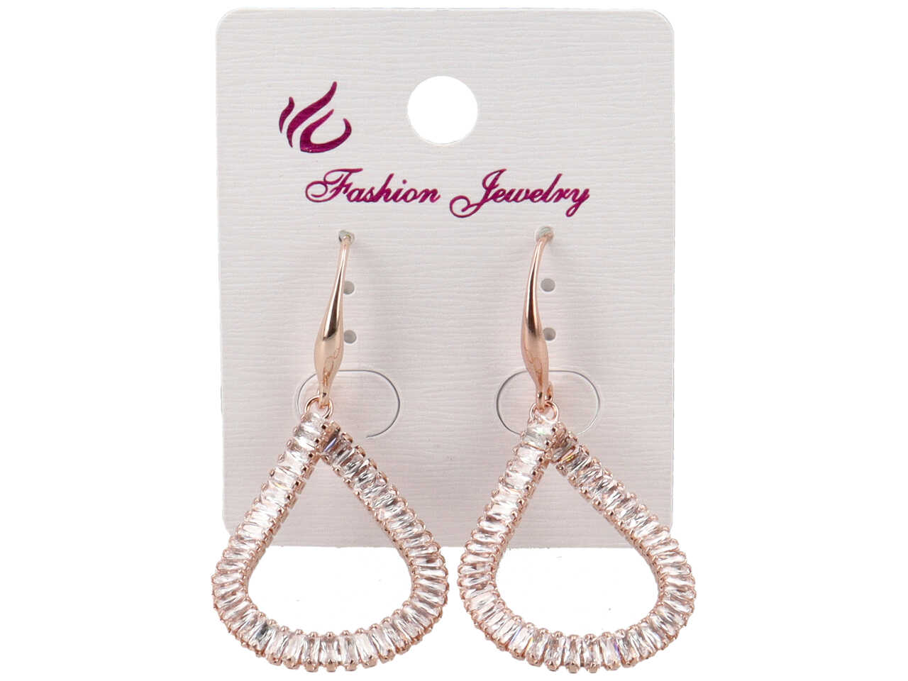 ORECCHINI ORO ROSA C/STRASS A GOCCIA