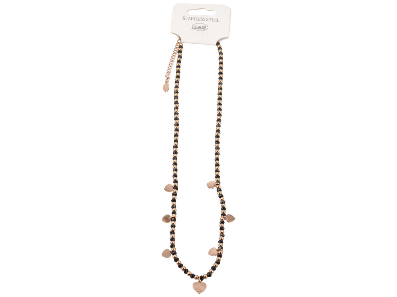 COLLANA ACC.C/SFERE E CUOR.ORO ROSA