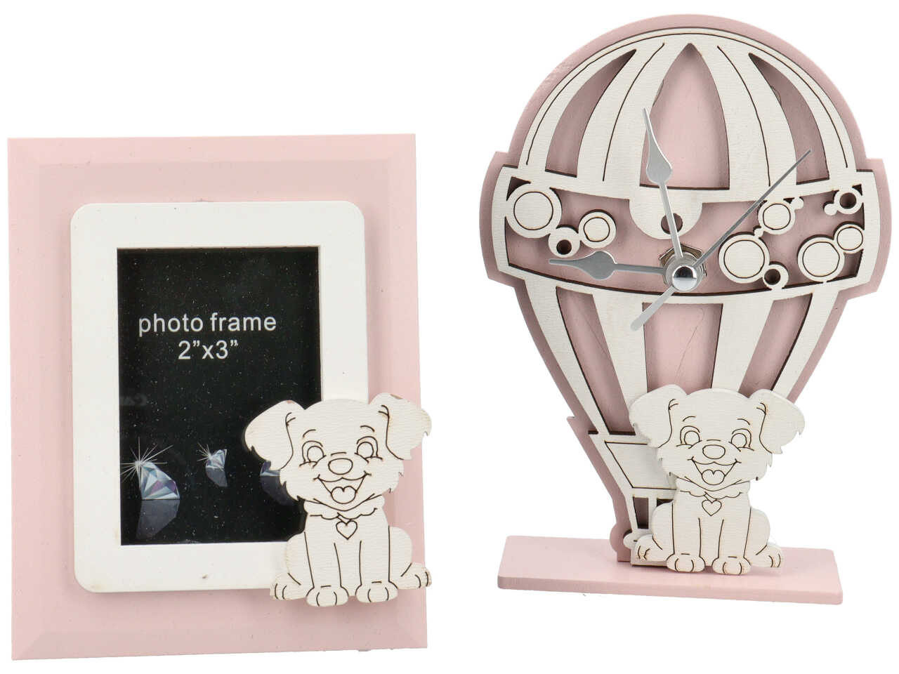 PORTA FOTO+OROLOGIO CANE ROSA CR5311/1R