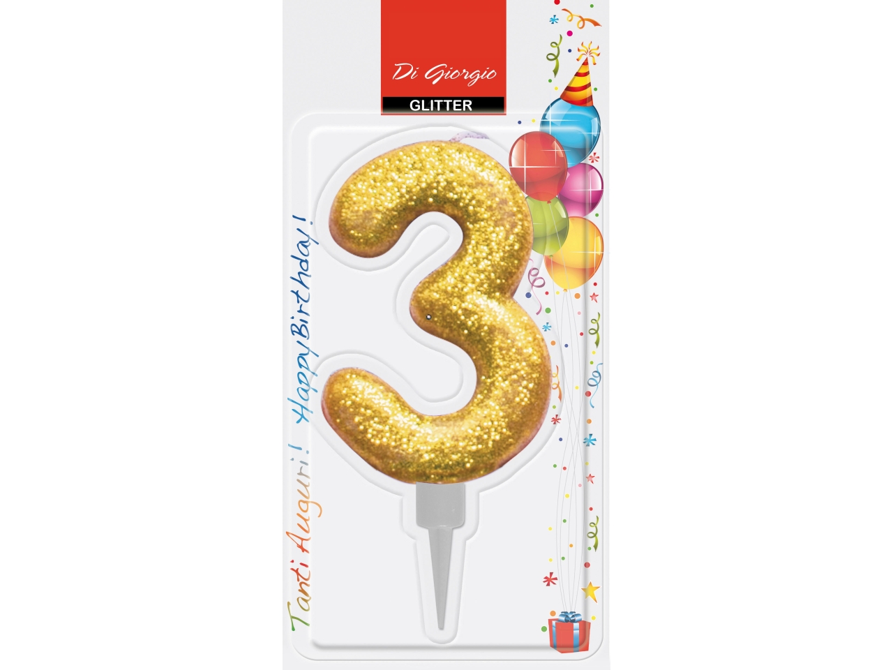 CANDELA 12CM GLITTER COL.NUMERO 3 58160 63