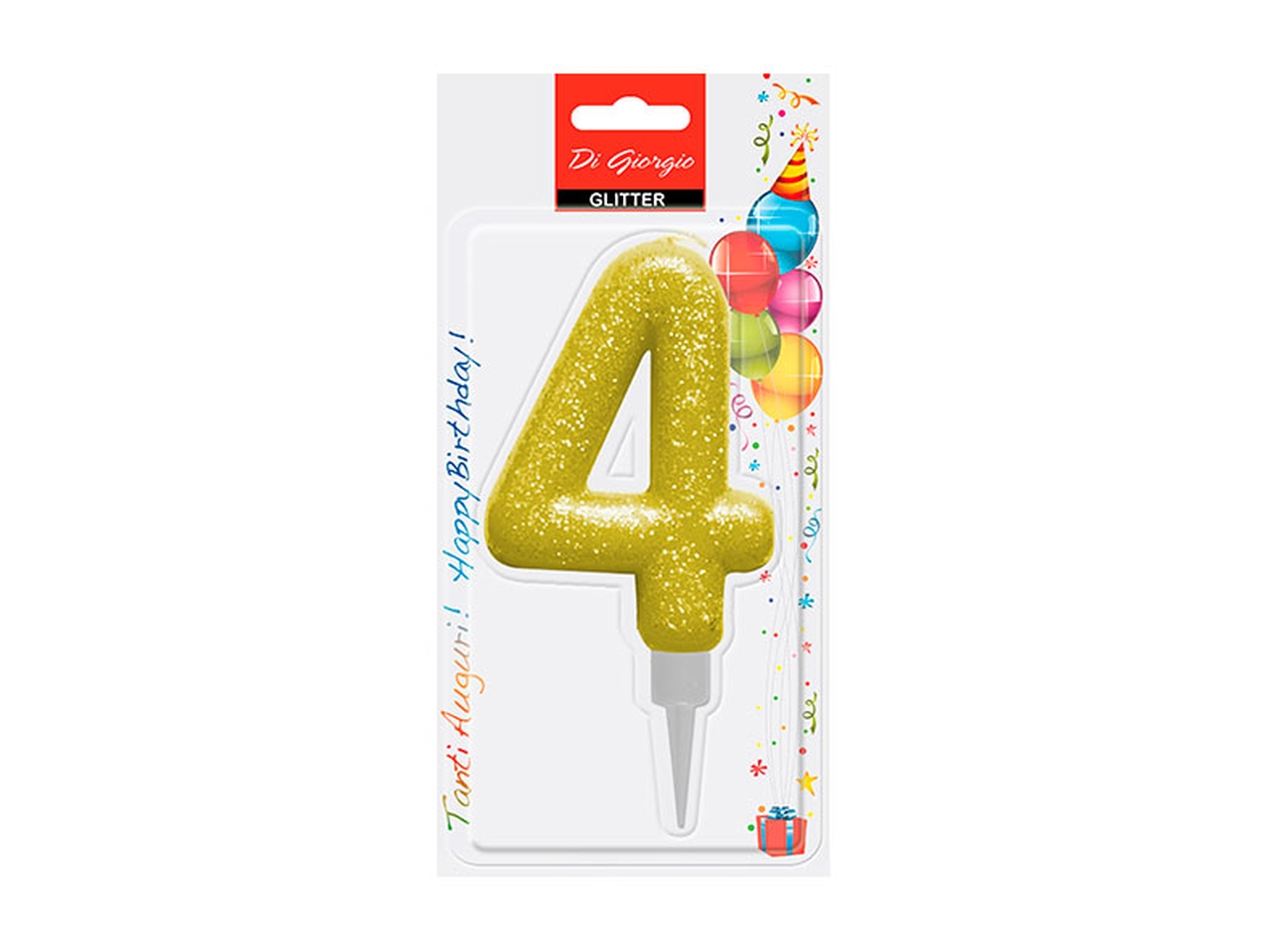 CANDELA 12CM GLITTER COL.NUMERO 4 58160 64