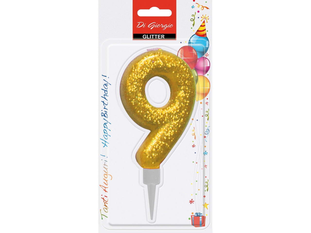 CANDELA 12CM GLITTER COL.NUMERO 9 58160 69