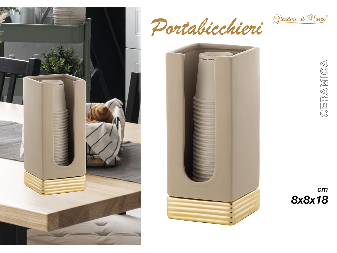 PORTA BICCHIERI CERAM.C/BASE ORO 25034QG PORTA BICCHIERI CERAM.C/BASE ORO 25034QG