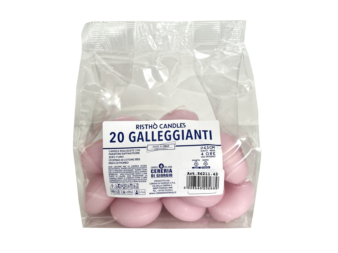 CANDELA GALLEGGIANTE 20PZ ROSAPOLV. 562