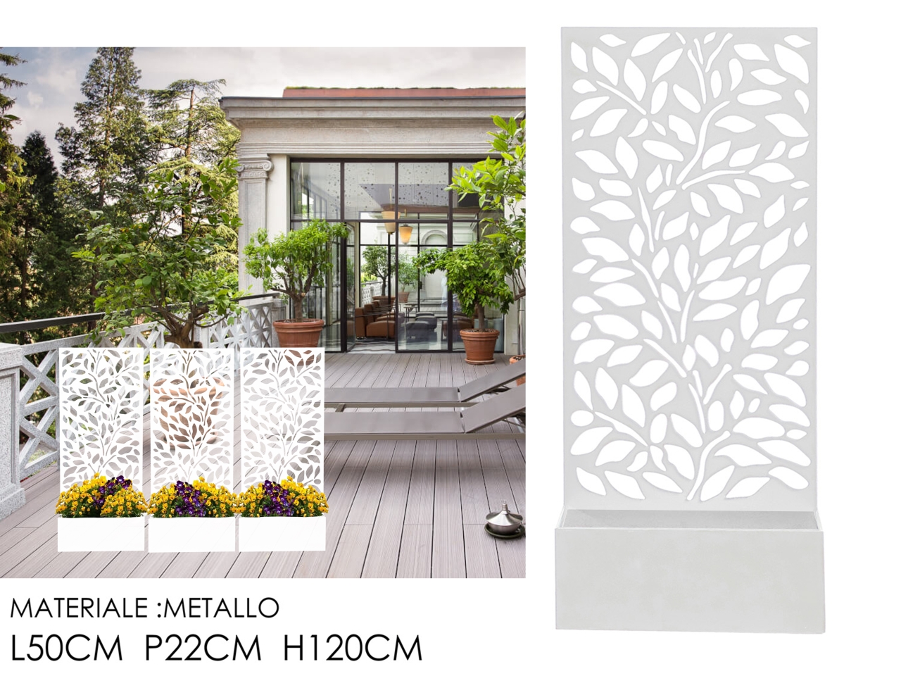 FIORIERA RETT. 50X22X120 BIANCO 786814