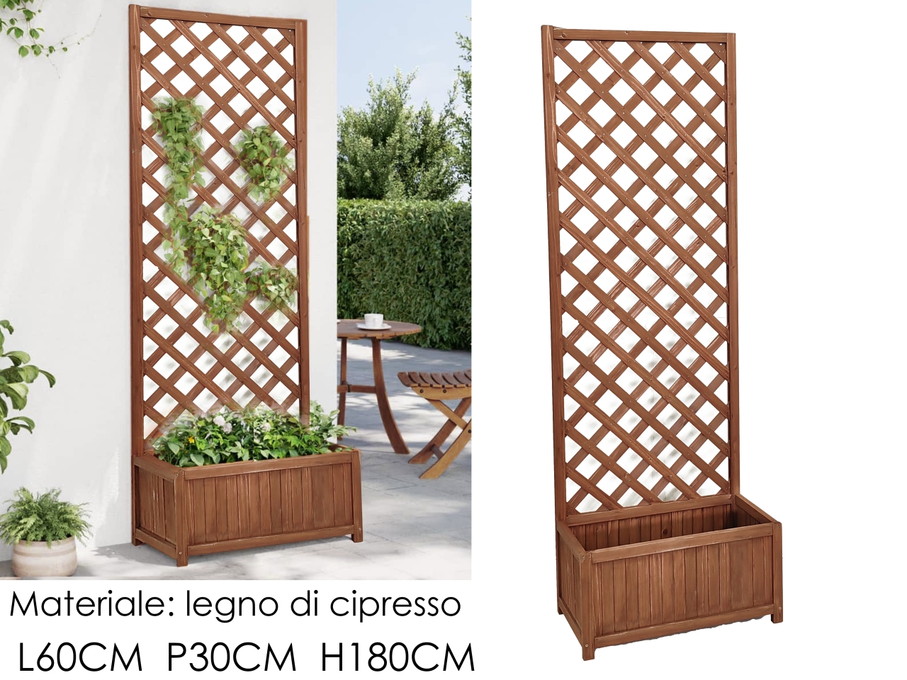 STECCATO LEGNO C/FIORIERA 60X30XH.180CM 538116