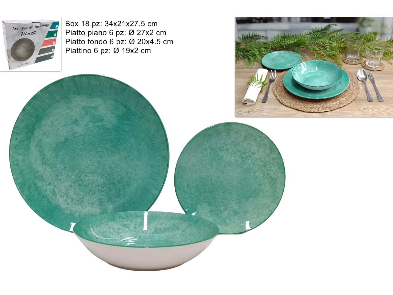 SERVIZIO PIATTI 18PZ VERDE DEV23006901