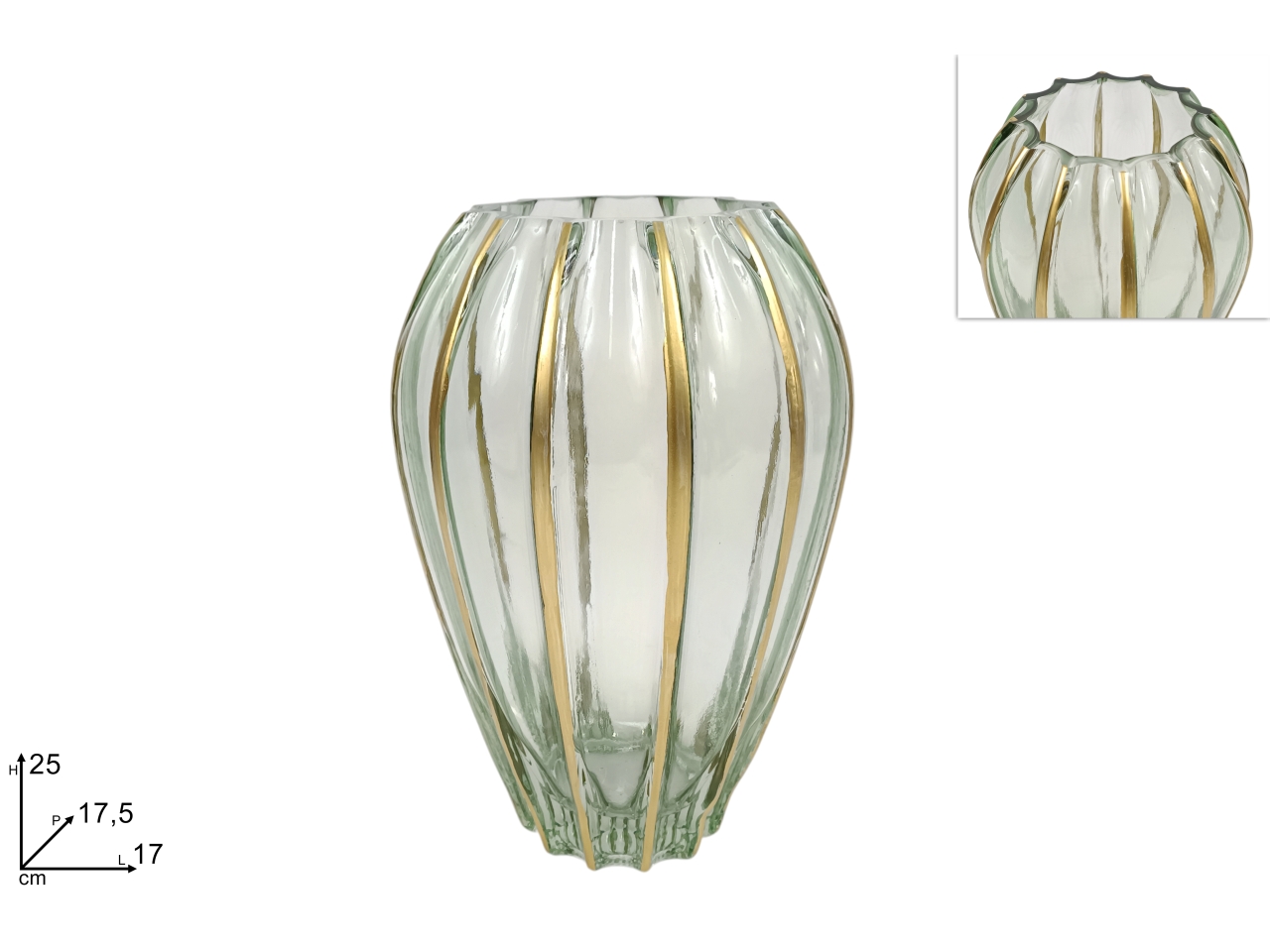 VASO VETRO C/DECORO ORO25CM DEV24022661