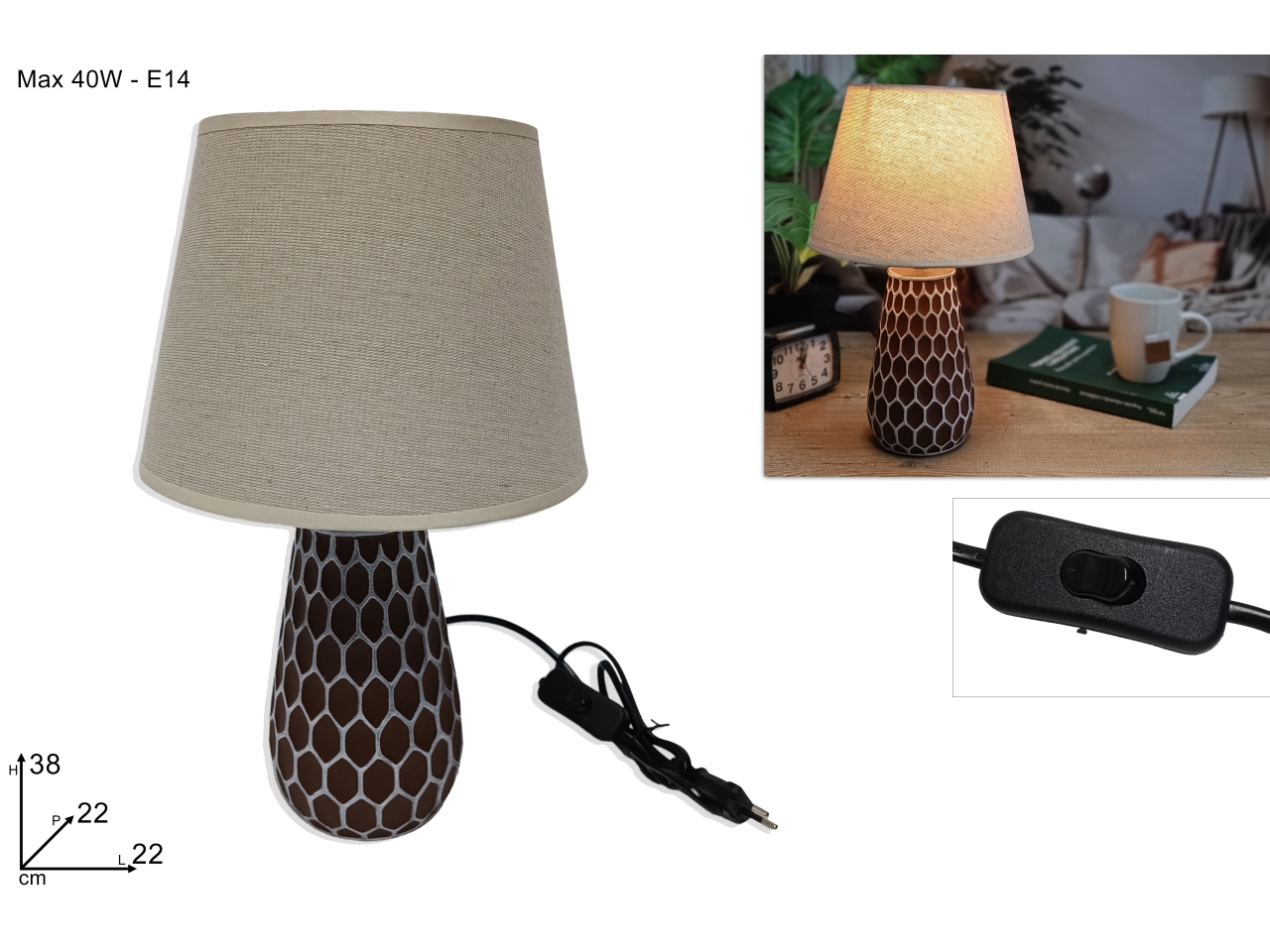 LUME INTRECC. 38CM MARRONE DEV23024181