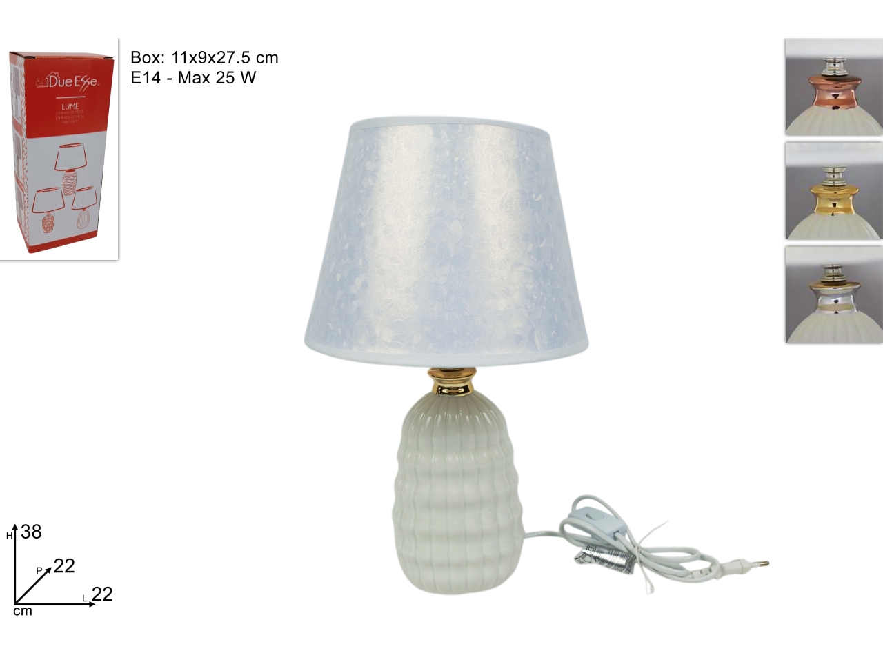 LUME BIANCO RIGHE 38CM ASS DEV17008811