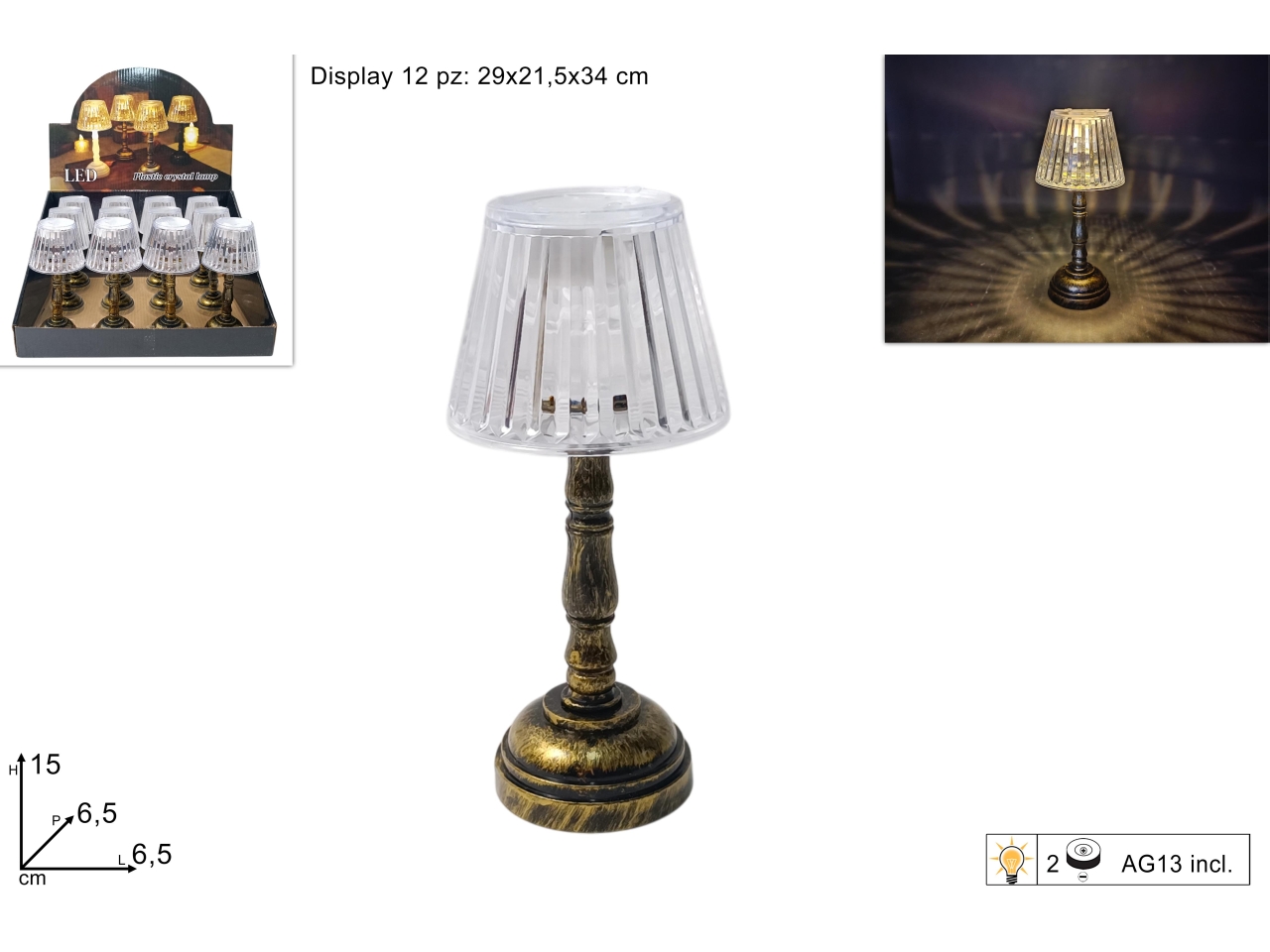 MINI LUME PLAS.C/BASE ORO DEV24022881