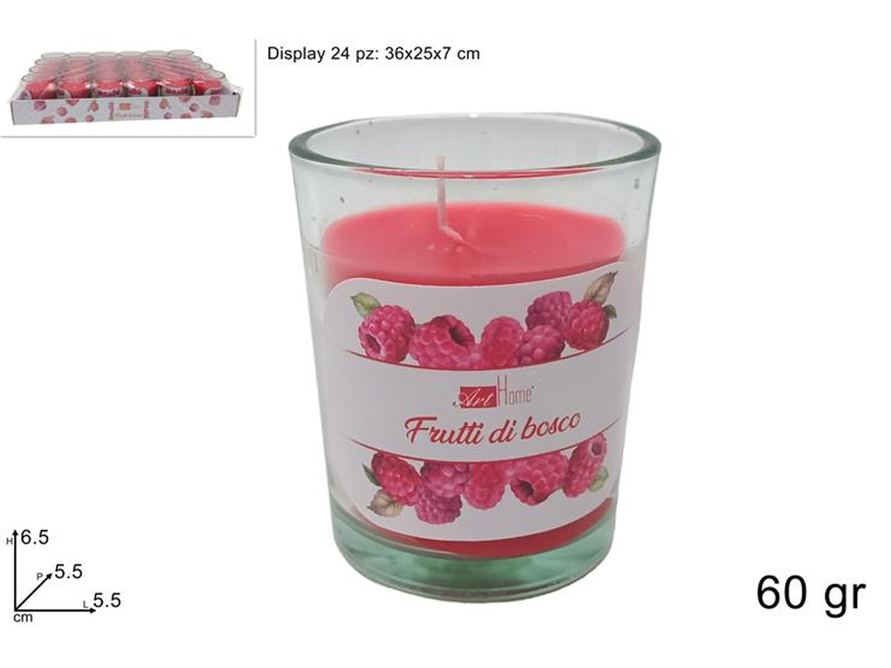 VASETTO VETRO C/CANDELA 60GR FRUTTI B. DEV23018781 VASETTO VETRO C/CANDELA 60GR FRUTTI B. DEV23018781