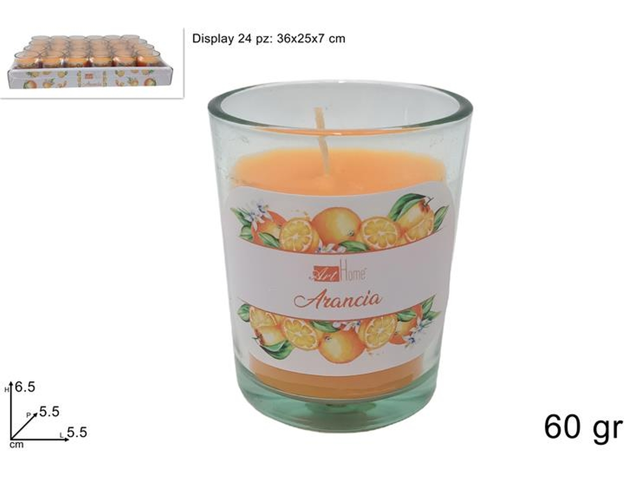 VASETTO VETRO C/CANDELA 60GR ARANCIA DEV23018771 VASETTO VETRO C/CANDELA 60GR ARANCIA DEV23018771