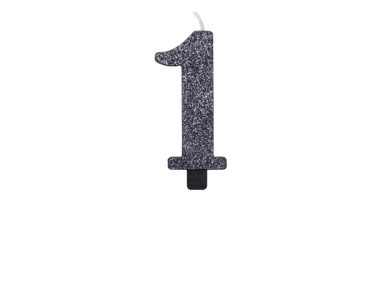 CANDELINA GLITTER N.1 NERO 9,5CM 53051