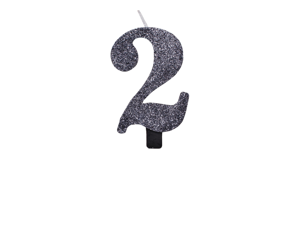 CANDELINA GLITTER N.2 NERO 9,5CM 53052