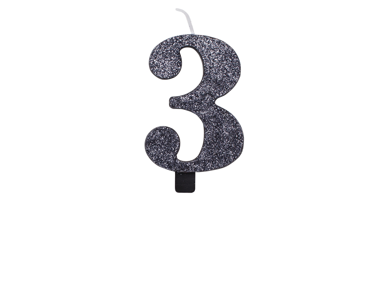 CANDELINA GLITTER N.3 NERO 9,5CM 53053