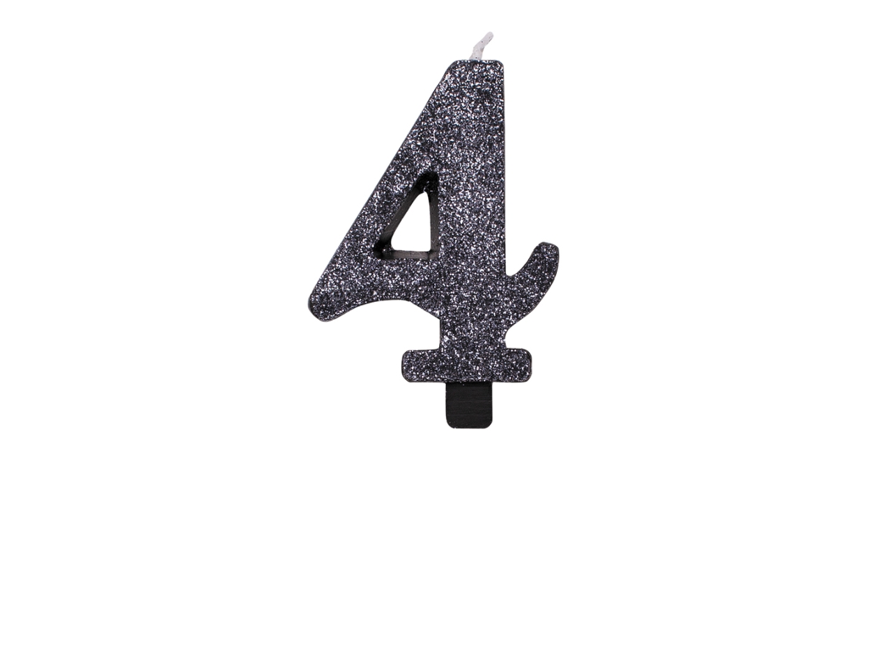 CANDELINA GLITTER N.4 NERO 9,5CM 53054