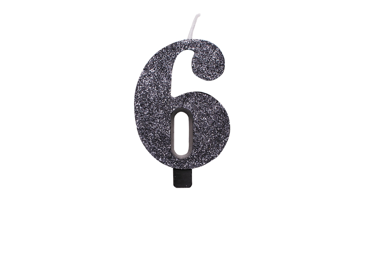 CANDELINA GLITTER N.6 NERO 9,5CM 53056