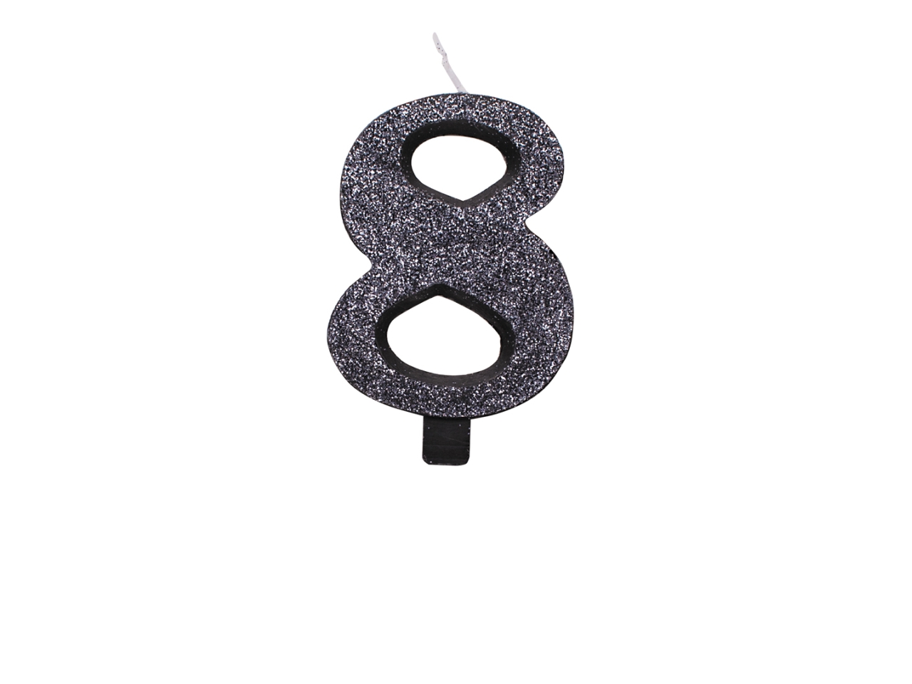 CANDELINA GLITTER N.8 NERO 9,5CM 53058