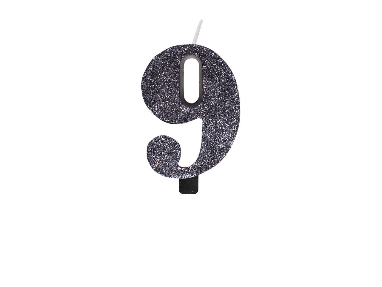 CANDELINA GLITTER N.9 NERO 9,5CM 53059