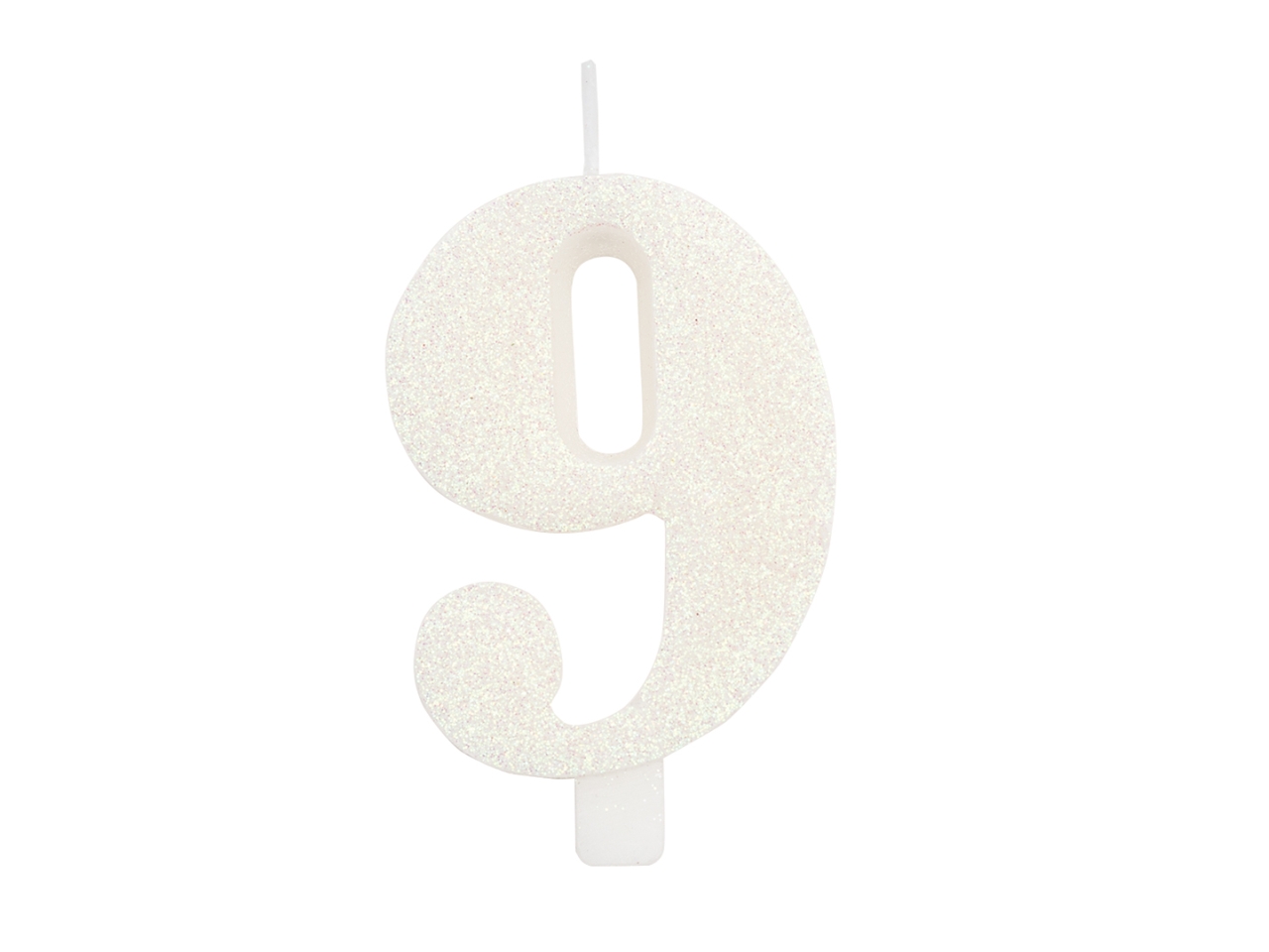 CANDELINA GLITTER N.9 BIANCO9,5CM 53109
