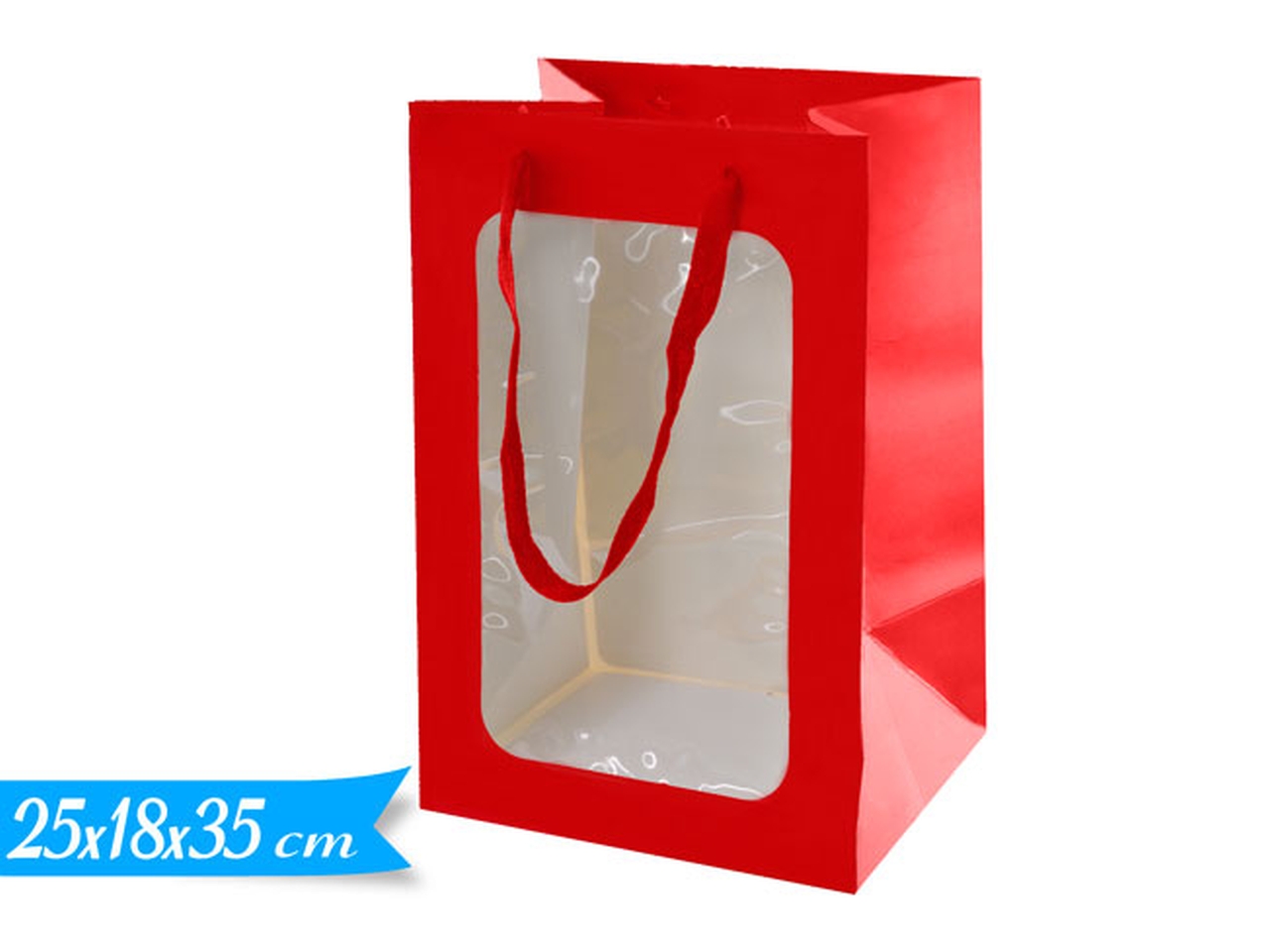 BUSTA C/FINESTRA25X35X18CM ROSSA 445640